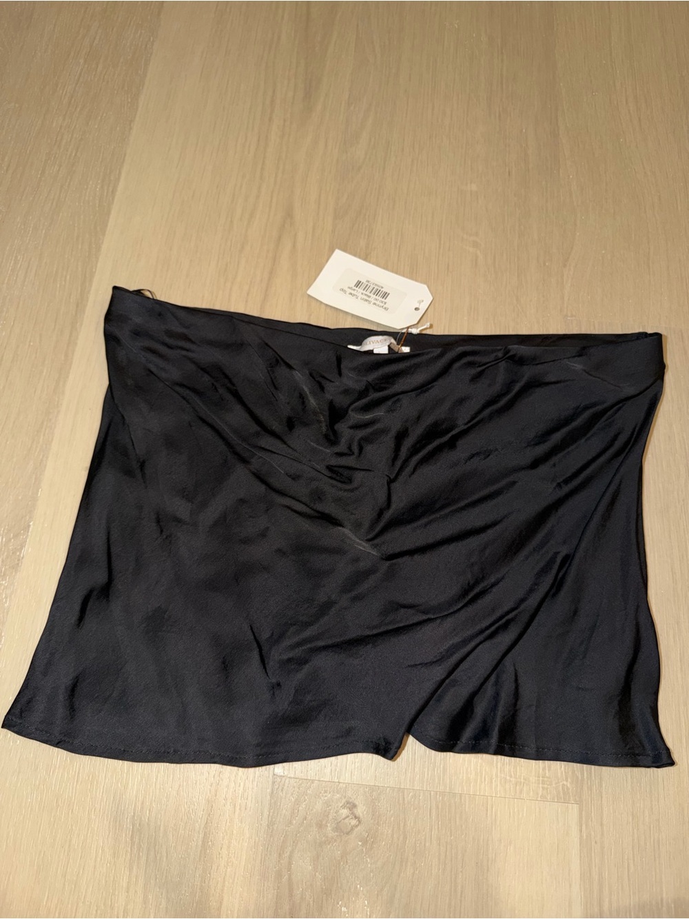 Olivaceous Black Satin Crop Tube Top